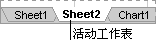 选定工作表标签“Sheet2”